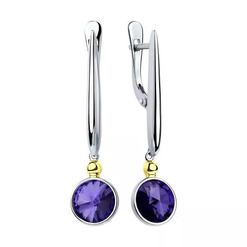 Серьги из серебра с сиреневыми кристаллами Swarovski
