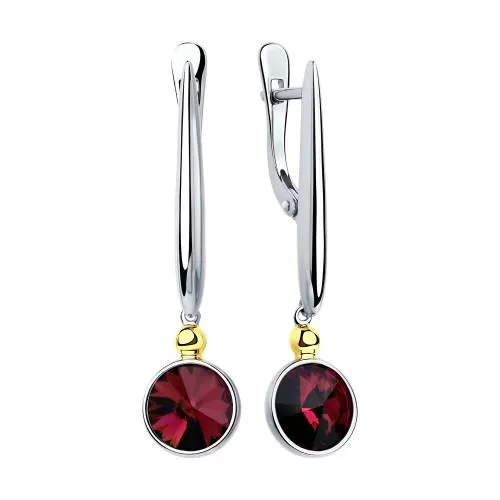 Серьги из серебра с сиреневыми кристаллами Swarovski