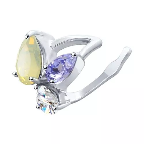 Серьга из серебра с кристаллами Swarovski