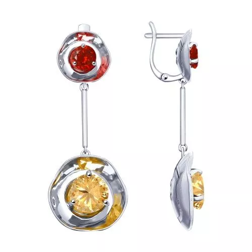 Серьги из серебра с фианитами