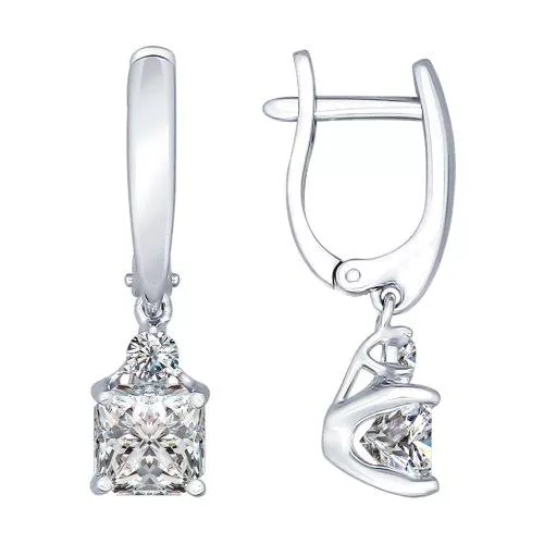 Серьги из серебра с фианитами