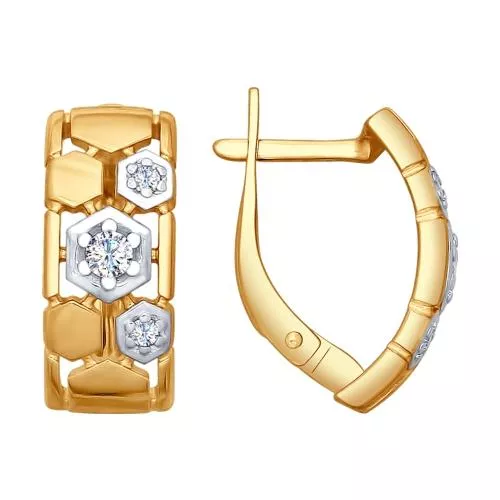 Серьги из золочёного серебра с фианитами