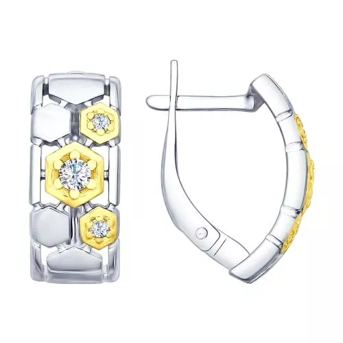 Серьги из серебра с фианитами