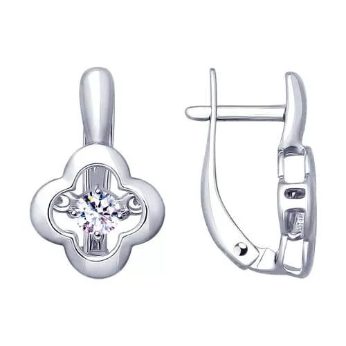 Серьги из серебра с фианитами