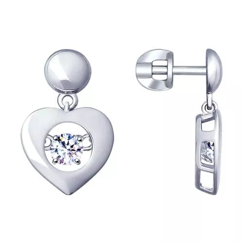 Серьги из серебра с фианитами