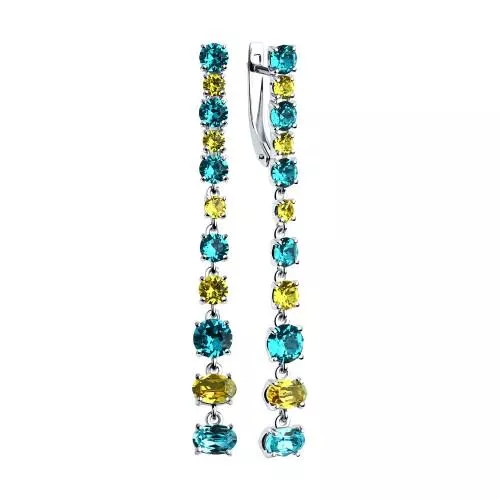 Длинные серебряные серьги с кристаллами Swarovski