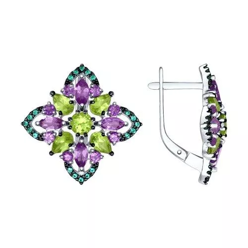 Серьги из серебра с миксом камней