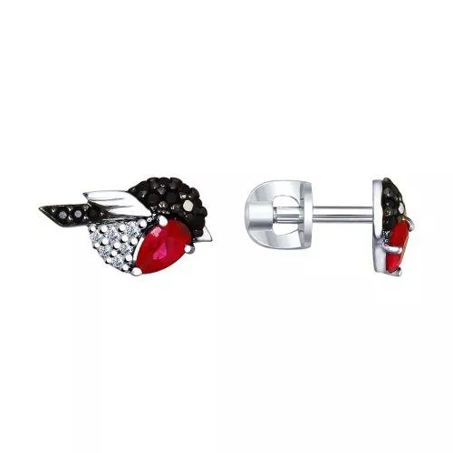 Серьги «Снегирь» из серебра