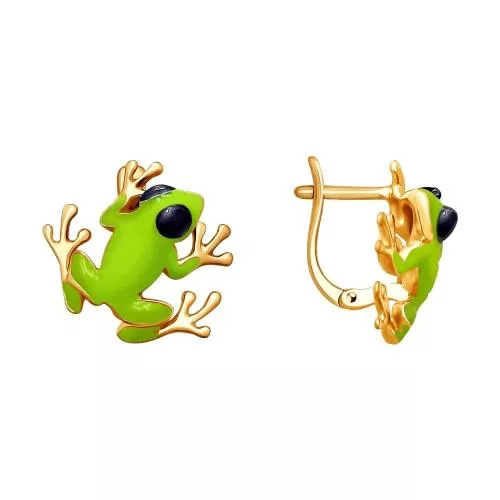 Серьги из золочёного серебра «Лягушки»