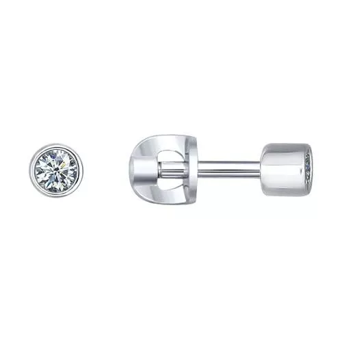 Серьги-пусеты из серебра с фианитами