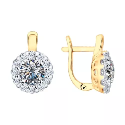 Серьги из золочёного серебра со Swarovski Zirconia