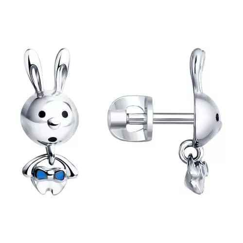 Серьги-пусеты из серебра с эмалью