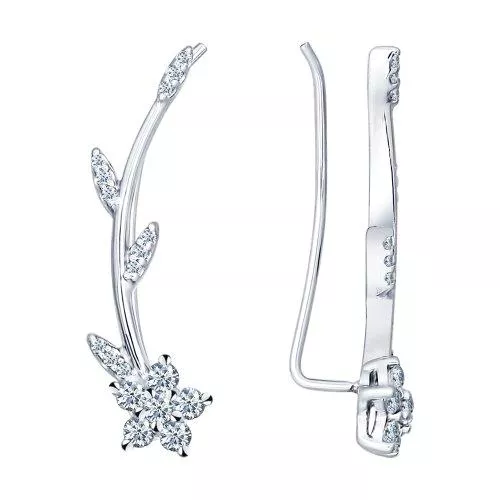 Серьги из серебра с фианитами