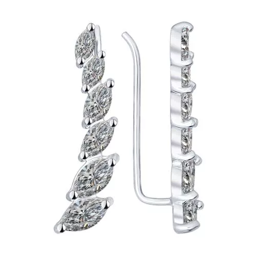 Серьги из серебра с фианитами