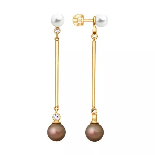 Серьги из золочёного серебра с жемчугом Swarovski