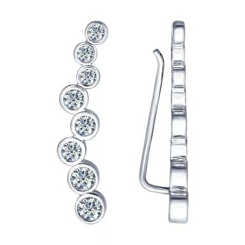 Серьги-зажимы с фианитами