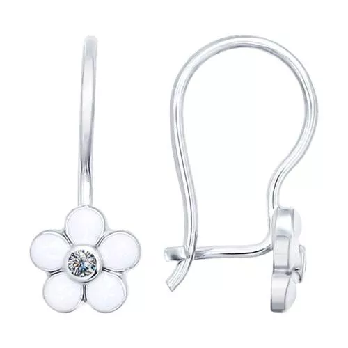 Детские серьги  «Цветки» из серебра