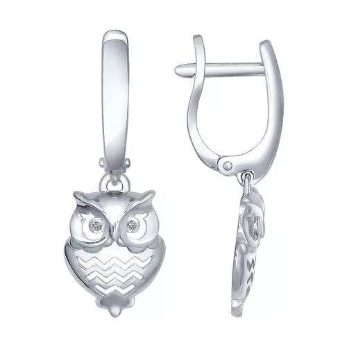 Серьги из серебра с фианитами