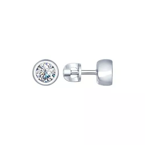 Серьги-пусеты из серебра с фианитами