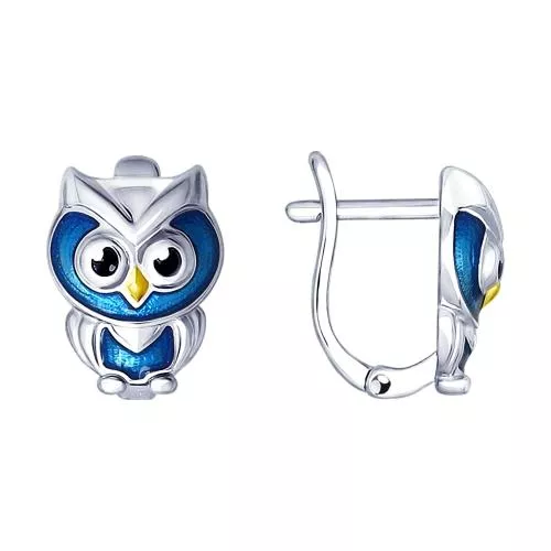 Серьги из золочёного серебра с эмалью