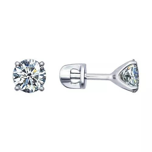 Серьги-пусеты из серебра с фианитами