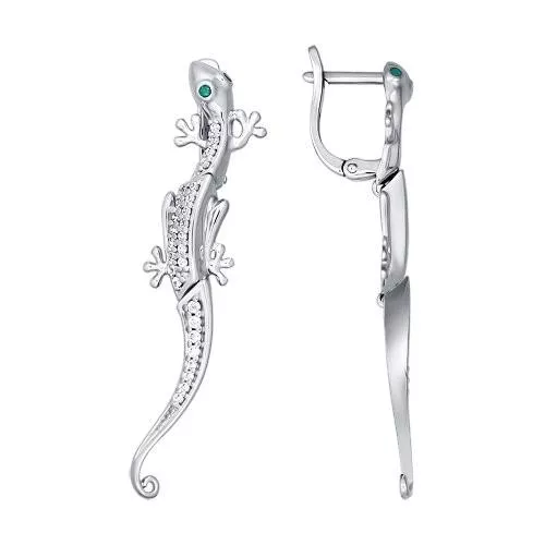 Серьги из серебра «Ящерка»