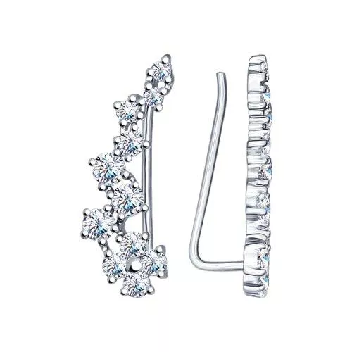 Серьги из серебра с фианитами