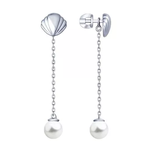 Серьги из серебра с жемчугом «Ракушки»