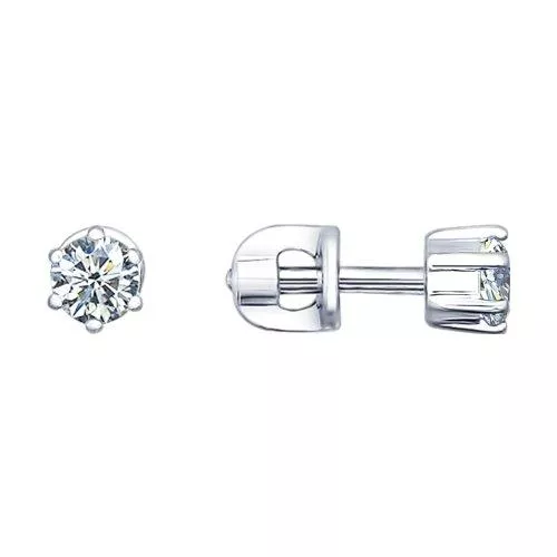 Серьги-пусеты из серебра с фианитами