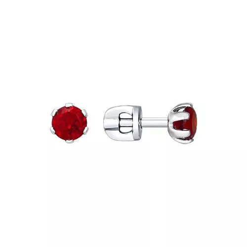 Серьги-пусеты из серебра с гранатами