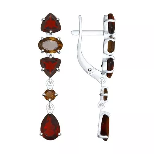 Серьги из серебра с полудрагоценными вставками