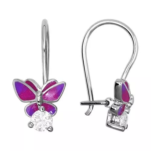 Серьги из серебра с эмалью с фианитами