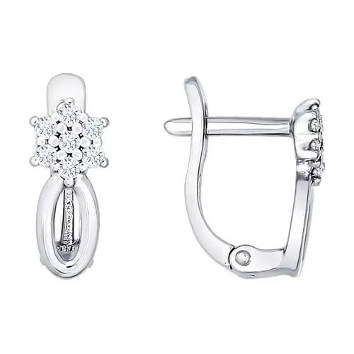 Серьги из серебра с фианитами