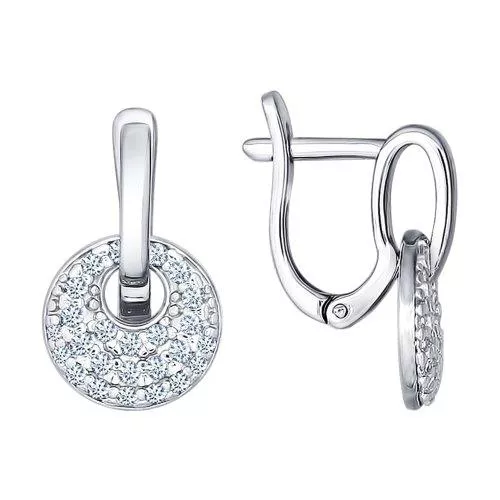 Серьги из серебра с фианитами