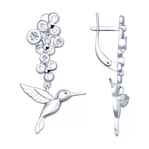Серебряные серьги «Колибри»