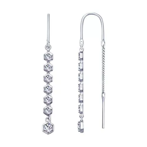 Серьги из серебра с фианитами