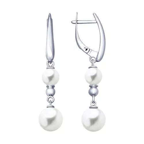 Серьги из серебра с жемчугом Swarovski