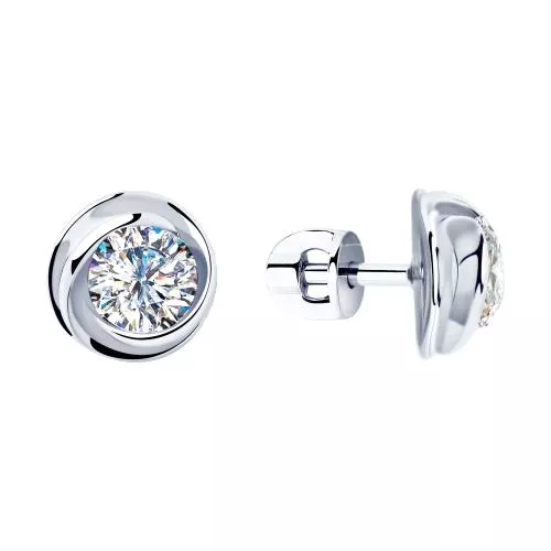 Серьги из серебра с фианитами