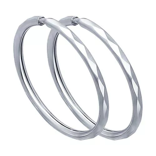 Серьги конго из серебра с алмазной гранью