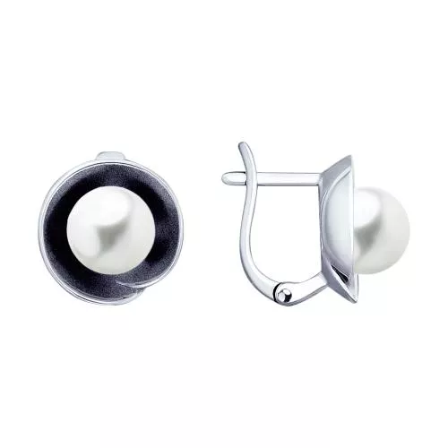 Серьги из чернёного серебра с жемчугом