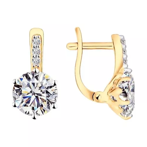 Серьги из золочёного серебра со Swarovski Zirconia