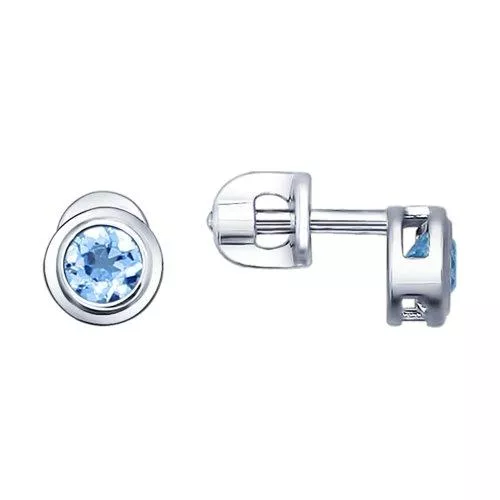 Серьги-пусеты из серебра с топазами