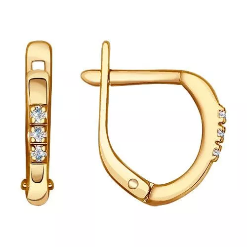 Серьги из золочёного серебра с фианитами