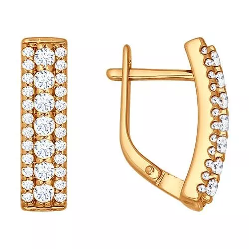 Серьги из золочёного серебра с фианитами