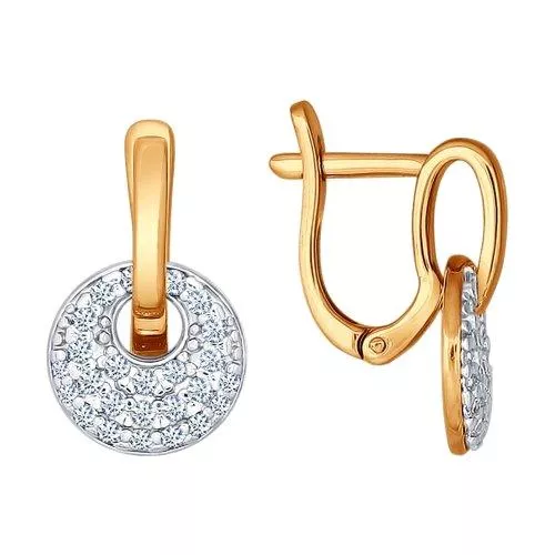 Серьги из золочёного серебра с фианитами