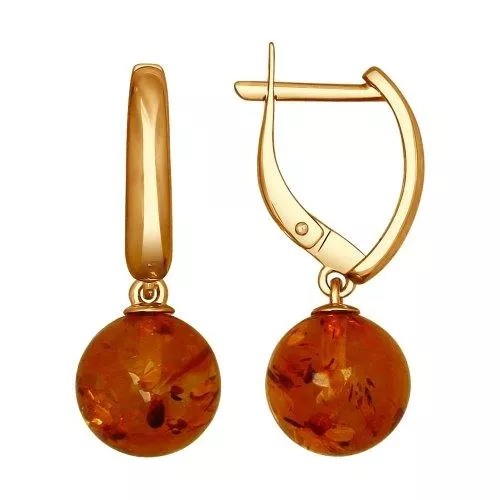 Серьги из серебра с янтарём (пресс.)