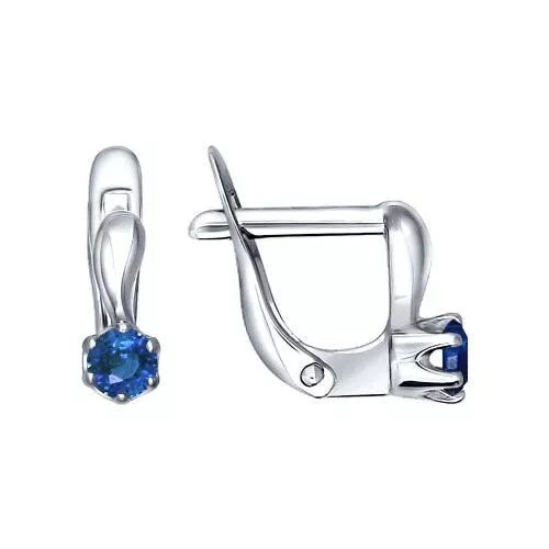 Серьги из серебра с голубыми фианитами