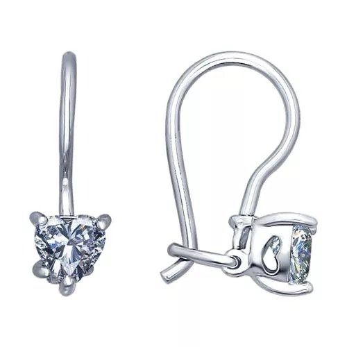 Серьги из серебра с фианитами