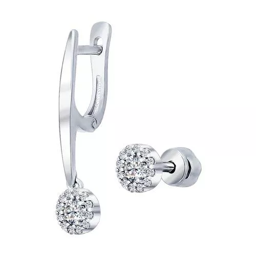Серьги из серебра с фианитами