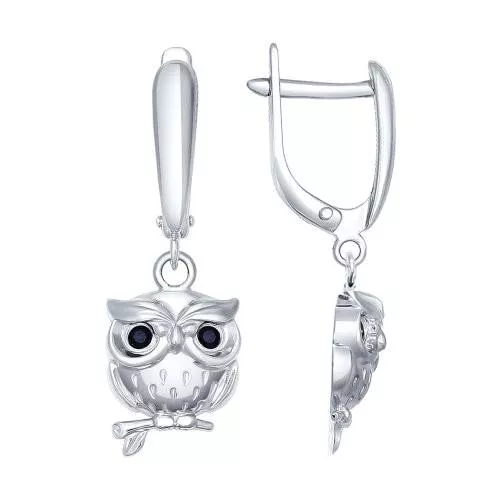 Серьги из серебра с фианитами